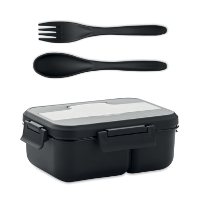 Picture of LUNCH BOX with Cutlery in PP in Black