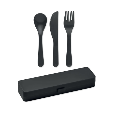 Picture of CUTLERY SET RECYCLED PP in Black