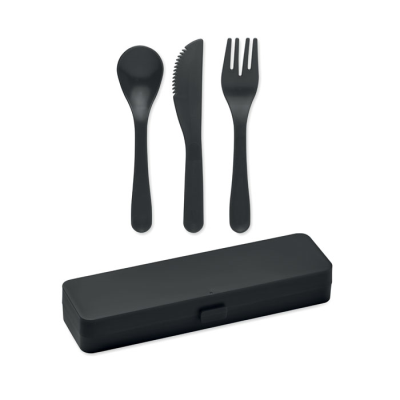 Picture of CUTLERY SET RECYCLED PP in Black.