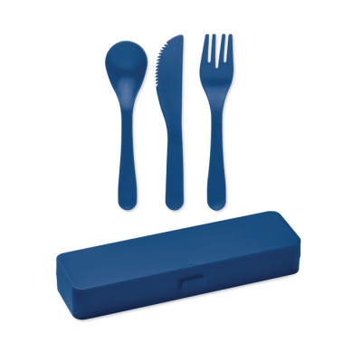 Picture of CUTLERY SET RECYCLED PP in Blue.