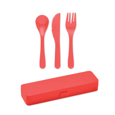 Picture of CUTLERY SET RECYCLED PP in Red