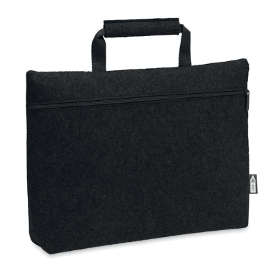 Picture of RPET FELT ZIPPERED LAPTOP BAG in Black.