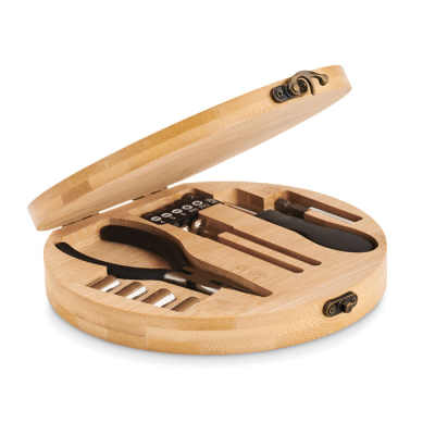 Picture of 15 PIECE TOOL SET BAMBOO CASE in Brown