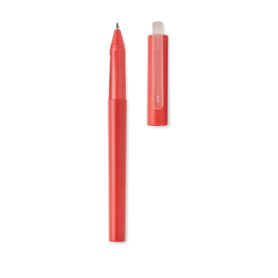 Picture of RPET BLUE GEL INK BALL PEN in Red.