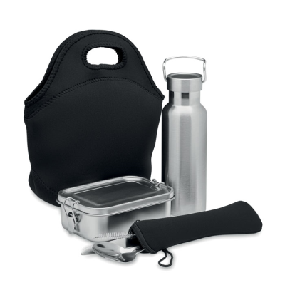 Picture of LUNCH SET in Stainless Steel Metal in Black.