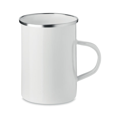 Picture of METAL MUG with Enamel Layer in White.