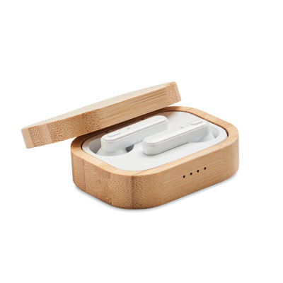 Picture of TWS EARBUDS in Bamboo Case in Brown