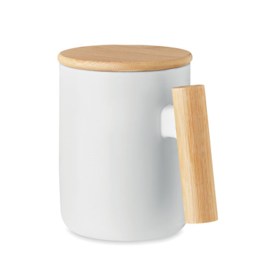 Picture of PORCELAIN MUG with Lid 380ml in White