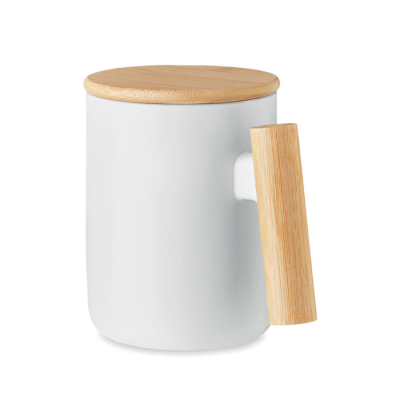 Picture of PORCELAIN MUG with Lid 380ml in White.