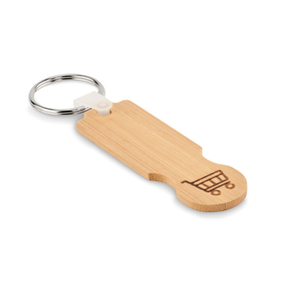 Picture of BAMBOO EURO TOKEN KEYRING in Brown