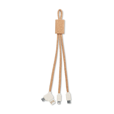 Picture of 3 in 1 Charger Cable in Cork in Brown.