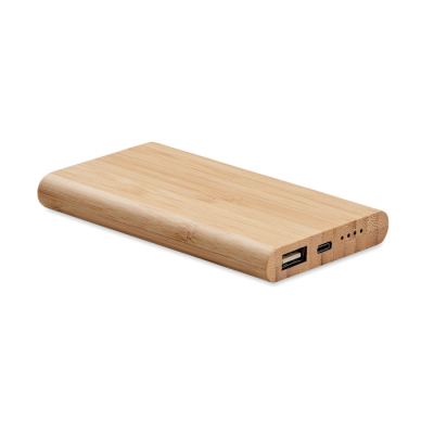 Picture of 4000 MAH BAMBOO POWER BANK in Brown.