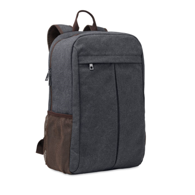 Picture of LAPTOP BACKPACK RUCKSACK in Canvas in Black.