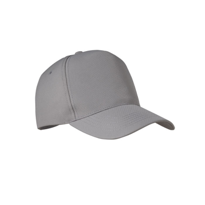 Picture of RPET 5 PANEL BASEBALL CAP in Grey.