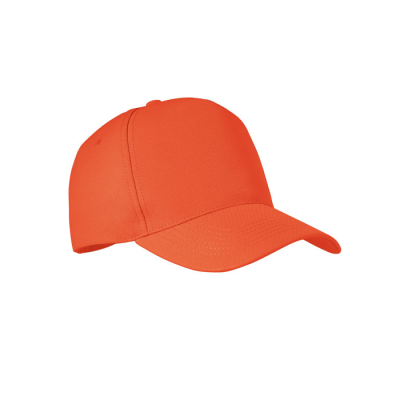 Picture of RPET 5 PANEL BASEBALL CAP in Orange.