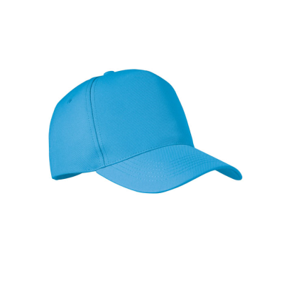 Picture of RPET 5 PANEL BASEBALL CAP in Blue.