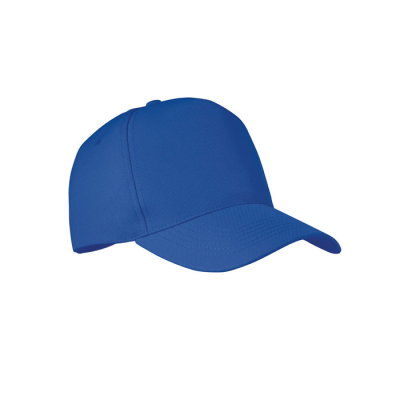 Picture of RPET 5 PANEL BASEBALL CAP in Blue.