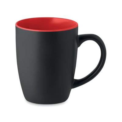 Picture of TWO TONE CERAMIC POTTERY MUG 290 ML in Red.
