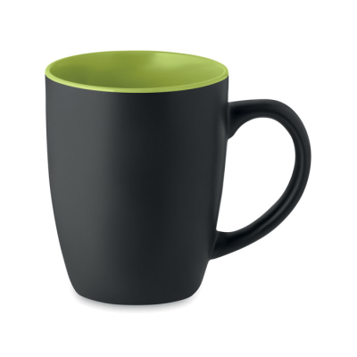 Picture of TWO TONE CERAMIC POTTERY MUG 290 ML in Green.