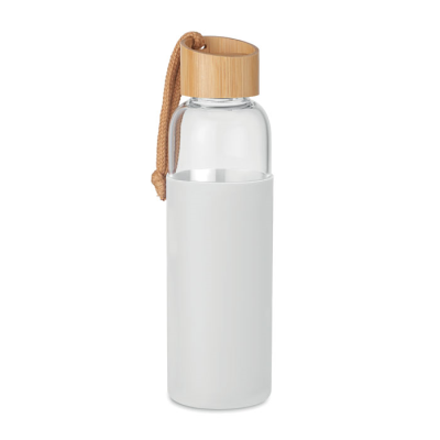 Picture of GLASS BOTTLE 500 ML in Pouch in White.