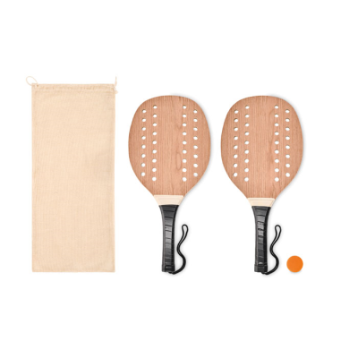 Picture of ROSEWOOD WOOD BEACH TENNIS SET in Brown