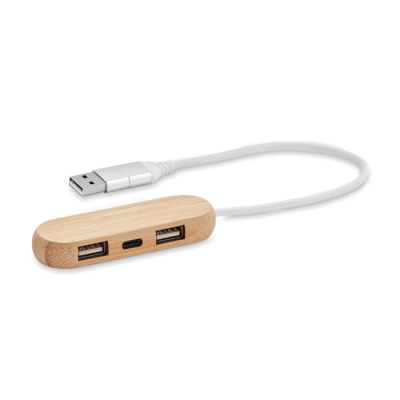 Picture of 3 PORT USB HUB with Dual Input in Brown.