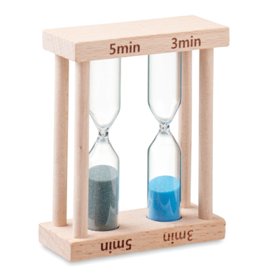 Picture of SET OF 2 WOOD SAND TIMERS in Brown