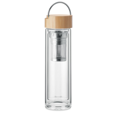 Picture of DOUBLE WALL GLASS BOTTLE 400ML in Transparent.