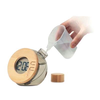 Picture of WATER POWERED BAMBOO LCD CLOCK in Grey.