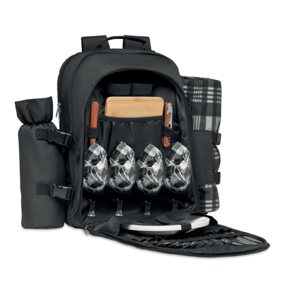 Picture of 4 PERSON PICNIC BACKPACK RUCKSACK in Black.