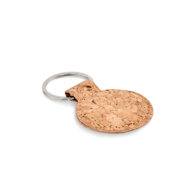 Picture of ROUND CORK KEYRING in Brown