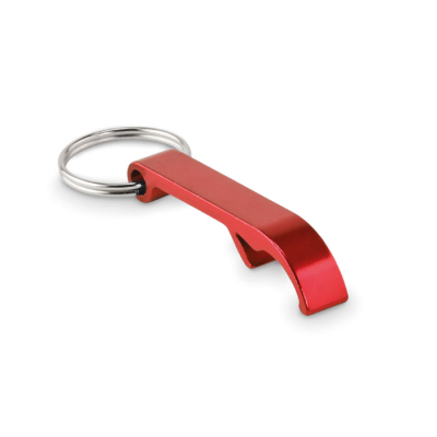 Picture of RECYCLED ALUMINIUM METAL KEYRING in Red.