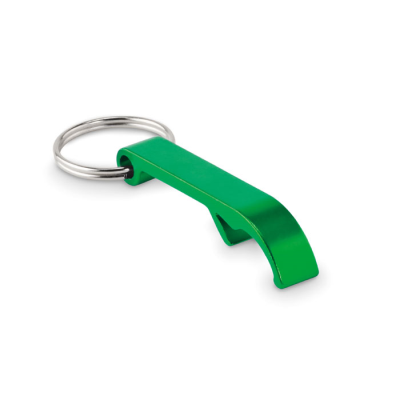 RECYCLED ALUMINIUM METAL KEYRING in Green.