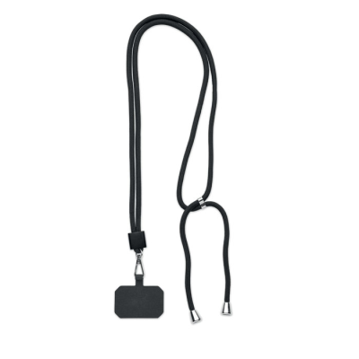 Picture of RPET MOBILE PHONE HOLDER LANYARD in Black.