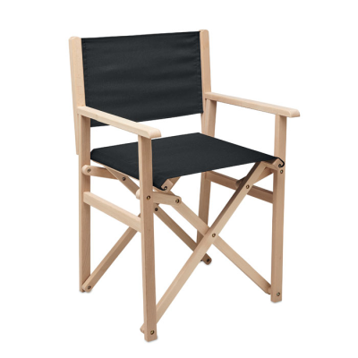 Picture of FOLDING WOOD BEACH CHAIR in Black.