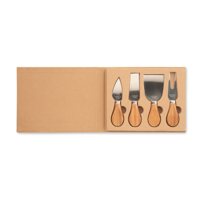 Picture of SET OF 4 CHEESE KNIVES in Brown.