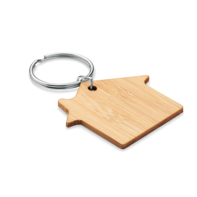 Picture of HOUSE SHAPE BAMBOO KEYRING