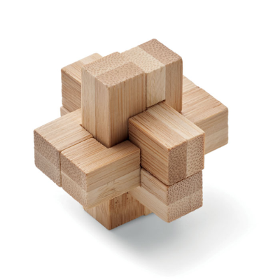 Picture of BAMBOO BRAIN TEASER PUZZLE in Brown.