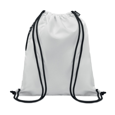 Picture of LARGE DRAWSTRING BAG 300D RPET in White.