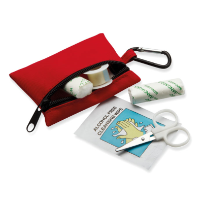 Picture of FIRST AID KIT W &  CARABINER in Red.