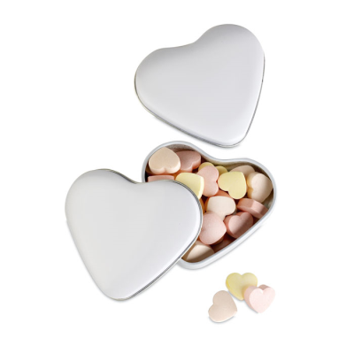 Picture of HEART TIN BOX with Candies in White