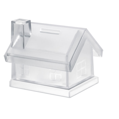Picture of PLASTIC HOUSE COIN BANK in White.