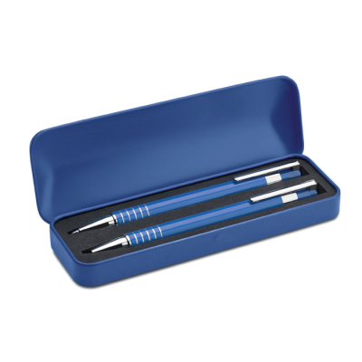 Picture of BALL PEN SET in Metal Box in Blue