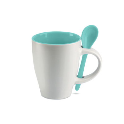 Picture of BICOLOUR MUG with Spoon 250 Ml in Blue