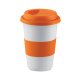 Picture of CERAMIC POTTERY MUG W &  LID AND SLEEVE in Orange
