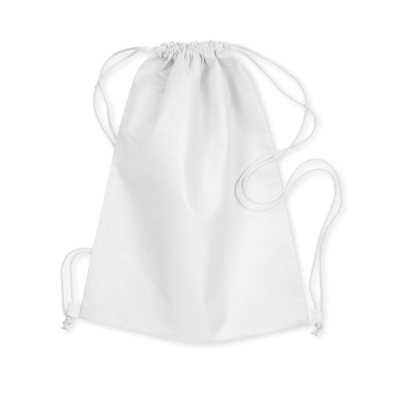 80G NONWOVEN DRAWSTRING BAG in White.