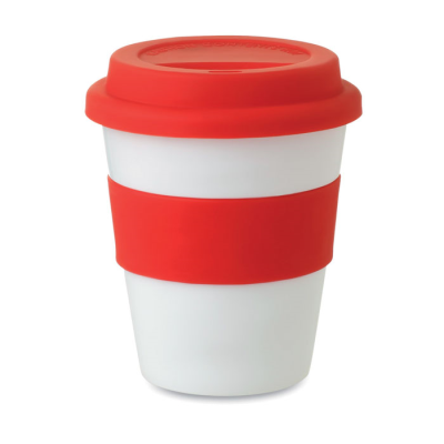 Picture of PP TUMBLER WITH SILICON LID in Red.