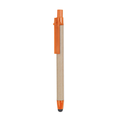 Picture of RECYCLED CARTON STYLUS PEN in Orange