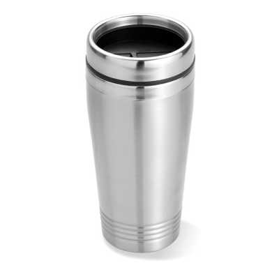 Picture of DOUBLE WALL TRAVEL CUP 400ML in Silver.