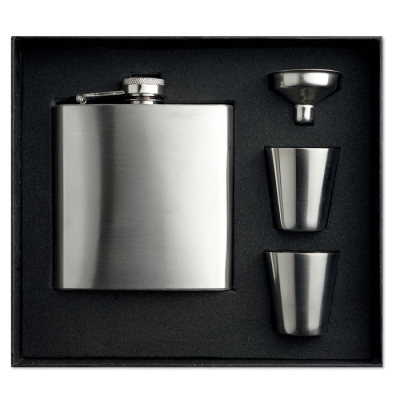 Picture of SLIM HIP FLASK W 2 CUP SET in Silver